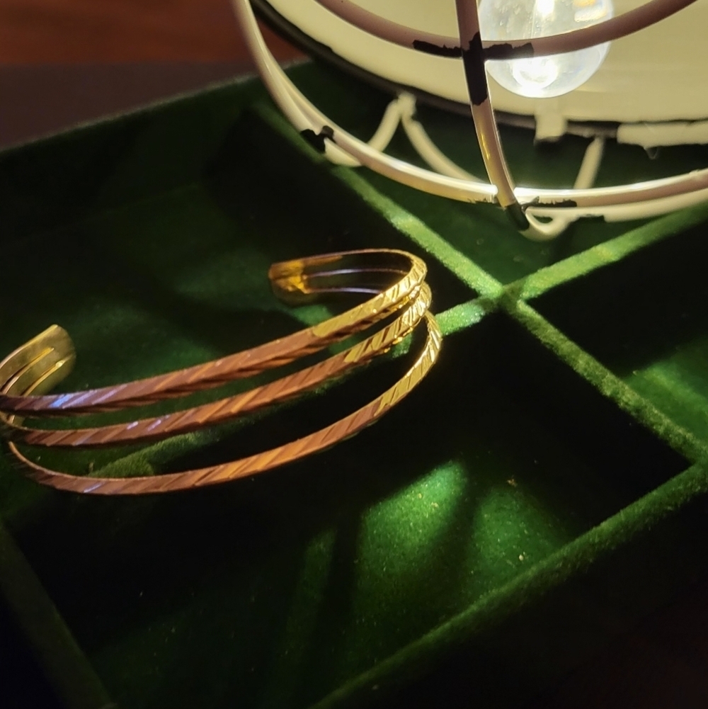 Three Layer Gold Tone 7.5" Bracelet